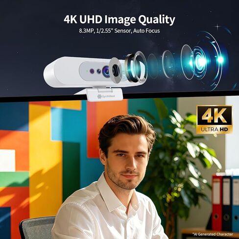 4K Webcam for PC, Compatible with Windows Hello, 8.3MP UHD 1/2.55" CMOS in Kuwait