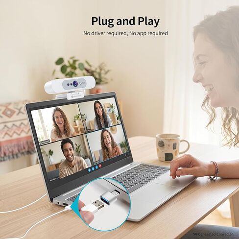 4K Webcam for PC, Compatible with Windows Hello, 8.3MP UHD 1/2.55" CMOS in Kuwait