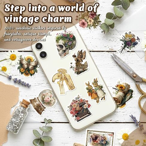 300PCS Vintage Retro Stickers, Whimsical Aesthetic Vinyl Sticker Pack for Scrapbooking & Journaling, Kindle & Laptop in Kuwait