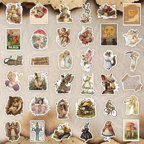 300PCS Vintage Retro Stickers, Whimsical Aesthetic Vinyl Sticker Pack for Scrapbooking & Journaling, Kindle & Laptop in Kuwait