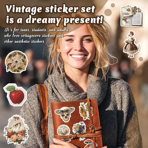 300PCS Vintage Retro Stickers, Whimsical Aesthetic Vinyl Sticker Pack for Scrapbooking & Journaling, Kindle & Laptop in Kuwait