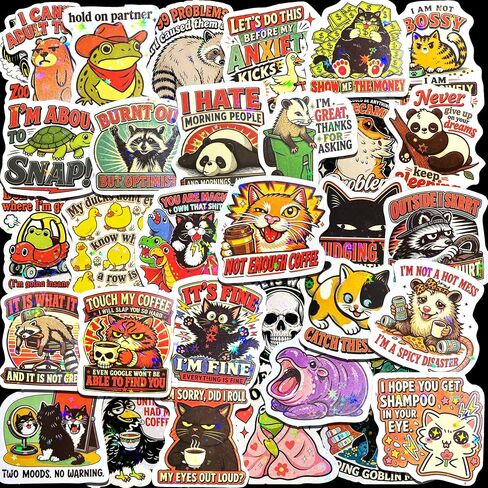 210 PCS Holographic Funny Stickers for Adults, Sarcastic Memes Humor Pack in Kuwait