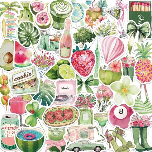110PCS Aesthetic Sticker Clean Girl Aesthetic Stickers for Girls Pink Bow Girly Stickers Waterbottle Vinyl Stickers(Pink and Blue) in Kuwait