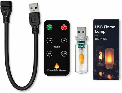 USB Flame Atmosphere Lamp,Realistic Flicker LED, Cozy Desk & Car Decor, Remote & Timer, Portable Mood Light in Kuwait