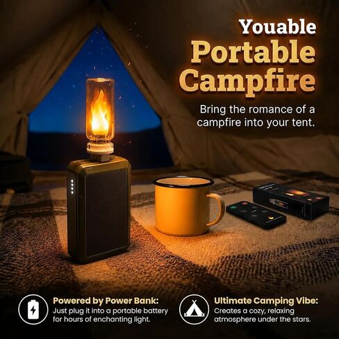 USB Flame Atmosphere Lamp,Realistic Flicker LED, Cozy Desk & Car Decor, Remote & Timer, Portable Mood Light in Kuwait