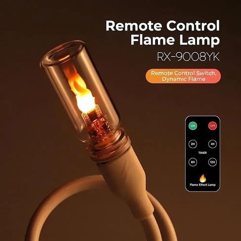 USB Flame Atmosphere Lamp,Realistic Flicker LED, Cozy Desk & Car Decor, Remote & Timer, Portable Mood Light in Kuwait