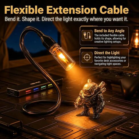 USB Flame Atmosphere Lamp,Realistic Flicker LED, Cozy Desk & Car Decor, Remote & Timer, Portable Mood Light in Kuwait