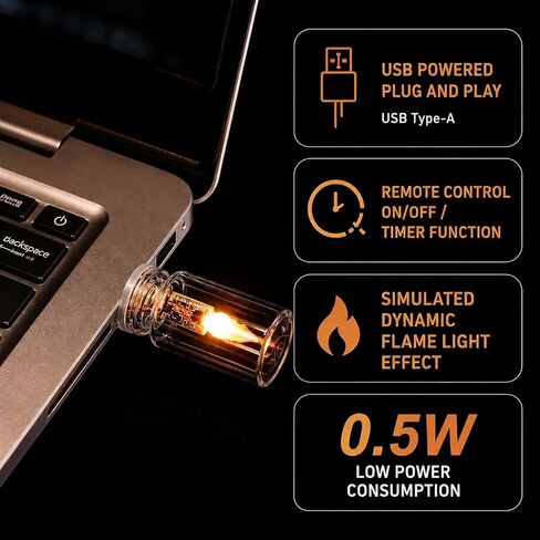 USB Flame Atmosphere Lamp,Realistic Flicker LED, Cozy Desk & Car Decor, Remote & Timer, Portable Mood Light in Kuwait