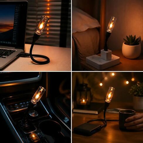 USB Flame Atmosphere Lamp,Realistic Flicker LED, Cozy Desk & Car Decor, Remote & Timer, Portable Mood Light in Kuwait