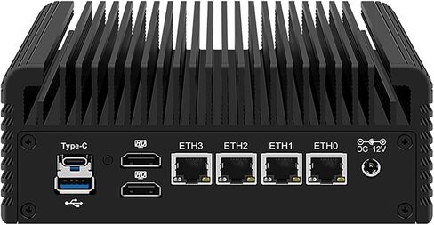 Fanless Mini PC 4X 2.5G i226-V LAN, N95/N305/N355 Processor,DDR5/PCIe NVMe/Triple 4K@60Hz/ 5xUSB/2×HDMI / 1×Type-C,Mini Computer for Soft Router Firewall (N95, NO RAM NO SSD（Barebone）) in Kuwait