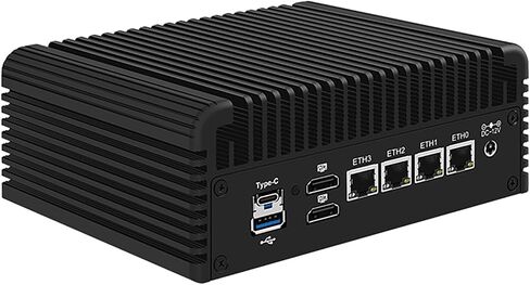 Fanless Mini PC 4X 2.5G i226-V LAN, N95/N305/N355 Processor,DDR5/PCIe NVMe/Triple 4K@60Hz/ 5xUSB/2×HDMI / 1×Type-C,Mini Computer for Soft Router Firewall (N95, NO RAM NO SSD（Barebone）) in Kuwait