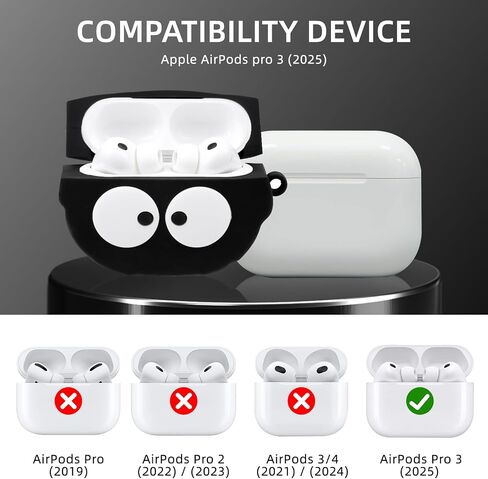 CCXNAS for AirPods Pro 3 Case Cute, Silicone Anime Design, Black in Kuwait