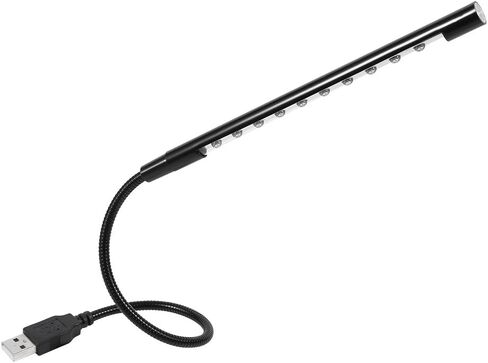5V USB Flexible Mini LED Reading Light for Laptop, Gooseneck Lamp with 10 LED EyeCare Bright Light for PC Computer Keyboard, Black (Black) in Kuwait