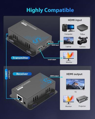 4K HDMI Over Ethernet Extender Over CAT5/CAT6/CAT7, Up to 230 Feet in Kuwait