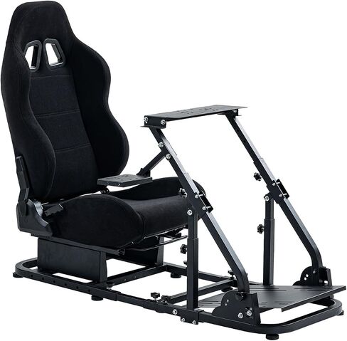 Marada Racing Simulator Cockpit with Black Seat Compatible with Logitech/Thrustmaster G29 G920 G923 T80 T150,Adjustable&Foldable Steering Wheel Stand,Wheel Pedals&Shifter Not Include in Kuwait
