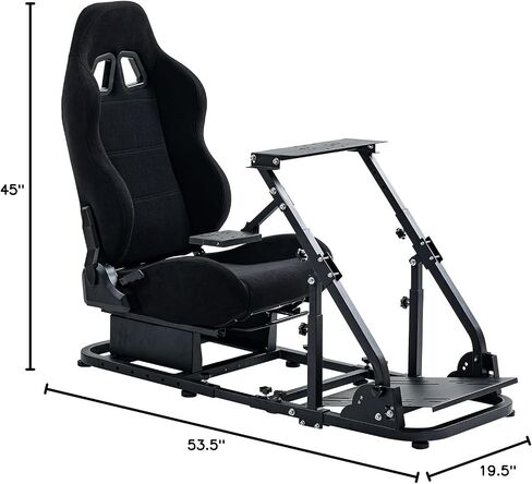 Marada Racing Simulator Cockpit with Black Seat Compatible with Logitech/Thrustmaster G29 G920 G923 T80 T150,Adjustable&Foldable Steering Wheel Stand,Wheel Pedals&Shifter Not Include in Kuwait