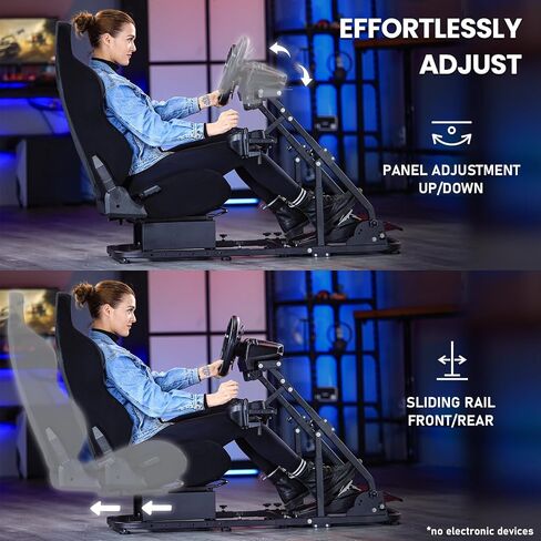 Marada Racing Simulator Cockpit with Black Seat Compatible with Logitech/Thrustmaster G29 G920 G923 T80 T150,Adjustable&Foldable Steering Wheel Stand,Wheel Pedals&Shifter Not Include in Kuwait