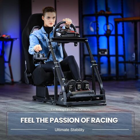 Marada Racing Simulator Cockpit with Black Seat Compatible with Logitech/Thrustmaster G29 G920 G923 T80 T150,Adjustable&Foldable Steering Wheel Stand,Wheel Pedals&Shifter Not Include in Kuwait