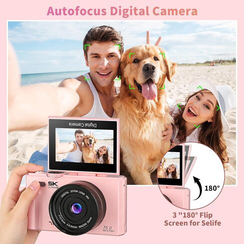 Ourlife 5K Digital Camera for Photography with Flip Screen,Pink Camera in Kuwait