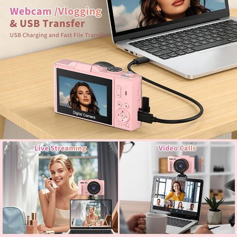 Ourlife 5K Digital Camera for Photography with Flip Screen,Pink Camera in Kuwait