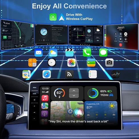 2026 Wireless CarPlay Adapter & Android Auto Wireless Adapter, Universal Plug & Play USB/Type-C, Titanium Alloy Fast Heat Dissipation, LED Music Sync Light, Fits 1000+ Car Models in Kuwait