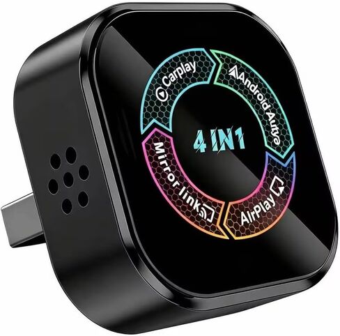 Wireless CarPlay Adapter Screen Mirror, Mini 4 in 1 Wired to Wireless Dongle for CarPlay/Android Auto, Mirror Cast for iOS & Android Phone, Lower Latency, Plug & Play with USB A/USB C Port in Kuwait