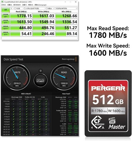 Pergear 512GB CFexpress 4.0 Type A Memory Card, 1780/1600 MB/s VPG200 in Saudi Arabia