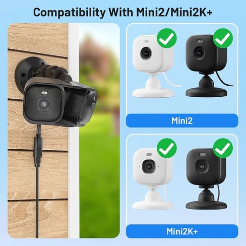 Arc Mount for Blink Mini 2 / Blink Mini 2K+, 180° Panoramic Kit Supports 2 Cameras, with 1-to-2 Power Cable (Camera Not Included) - Black in Saudi Arabia