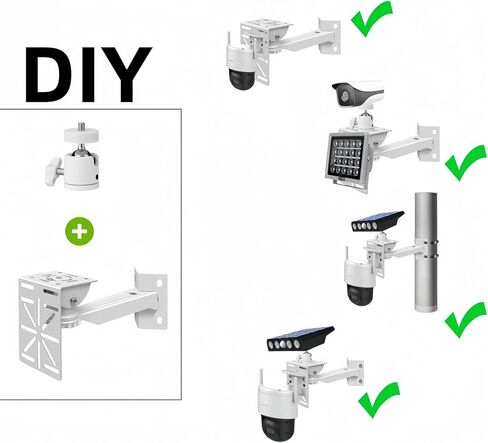 Security Camera Mount System - Modular 3-in-1 Adjustable Clamp-on Bracket | Fit Pole/Corner/Wall, ndoor Outdoo Screw & Clamp Installation for CCTV, Flood Lights, Solar Panels in Kuwait