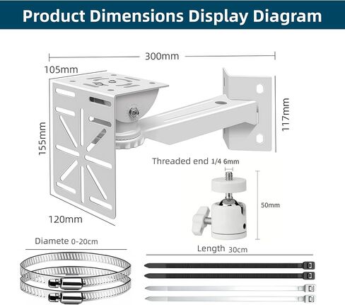 Security Camera Mount System - Modular 3-in-1 Adjustable Clamp-on Bracket | Fit Pole/Corner/Wall, ndoor Outdoo Screw & Clamp Installation for CCTV, Flood Lights, Solar Panels in Kuwait