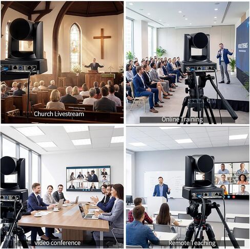 4K PTZ Camera with AI Auto Tracking, 20X Optical Zoom, HDMI USB 3.0 LAN PoE, Supports TF Card Recording, Conference Camera for Church, Education, Meetings and Live Streaming in Kuwait