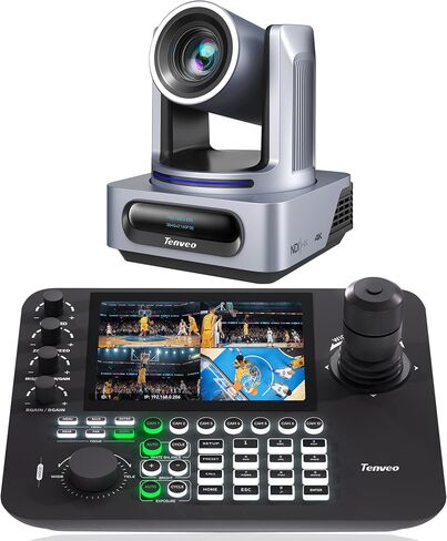 Tenveo 4K NDI PTZ Camera and Controller Bundle/Kit, 4K 20X AI Tracking NDI/SDI/HDMI/USB3.0/LAN/PoE PTZ Camera and NDI PTZ Controller 7-Inch Quad-Screen for Church Live Streaming Conference in Kuwait