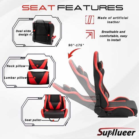 Supllueer Racing Simulator Cockpit with Ergonomic Gaming Seat 4 Arms Compatible with Logitech,Thrustmaster, T248 G25 G27 G29 G920 G923, Sim Driving Stand,Steering Wheel Pedal Shifter Not Include in Kuwait