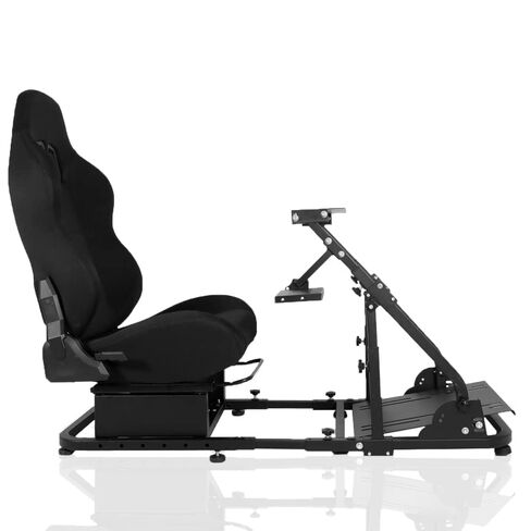 Supllueer Sim Racing Cockpit Black Racing Seat Wheel Stand with 2 Arms Support Fit for Logitech/Thrustmaster/Fanatec G25 G27 G29 G920 TX T300 V9, Driving Simulator Frame, No Wheel Pedal Shifter in Kuwait
