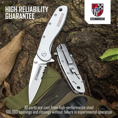 Folding Pocket Knife, 3.1" Serrated Blade, Titanium Coated Tactical Knife in Kuwait
