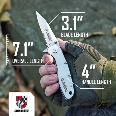 Folding Pocket Knife, 3.1" Serrated Blade, Titanium Coated Tactical Knife in Kuwait