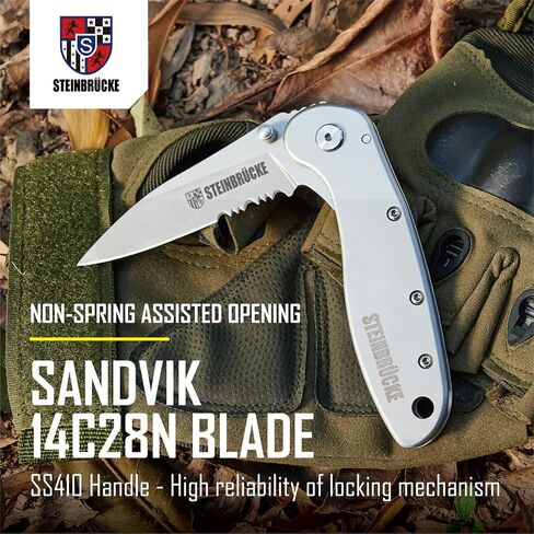 Folding Pocket Knife, 3.1" Serrated Blade, Titanium Coated Tactical Knife in Kuwait