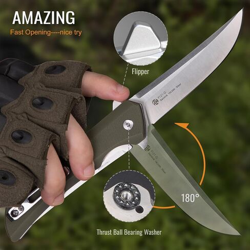 Heavy Outdoor Tactical Folding Pocket Knife for men,14C28N Stainless Steel Blade,G10 Handle,Liner Lock,EDC Hunting Bushcrafting Camping Knives Belt Clip Carry,Microtech Elemental Fishing Hiking,Father Dad Gifts Ruike p121 in Kuwait