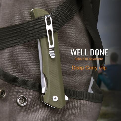 Heavy Outdoor Tactical Folding Pocket Knife for men,14C28N Stainless Steel Blade,G10 Handle,Liner Lock,EDC Hunting Bushcrafting Camping Knives Belt Clip Carry,Microtech Elemental Fishing Hiking,Father Dad Gifts Ruike p121 in Kuwait