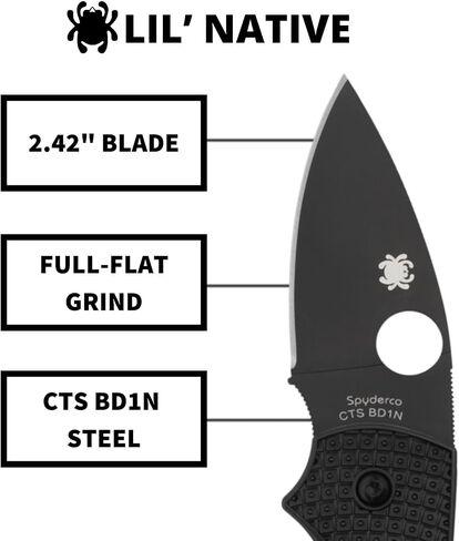 Spyderco Lil' Native Lightweight Folding Pocket Knife, Black, PlainEdge in Kuwait