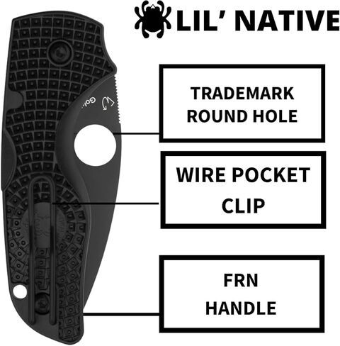 Spyderco Lil' Native Lightweight Folding Pocket Knife, Black, PlainEdge in Kuwait