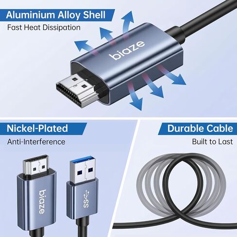USB 3.0 to HDMI Cable 5Ft, USB A Male to HDMI Male Cable in Saudi Arabia