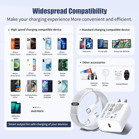iPhone 17 16 15 Charger/6.6FT Type C to C Charging Cable Cord Long in Saudi Arabia