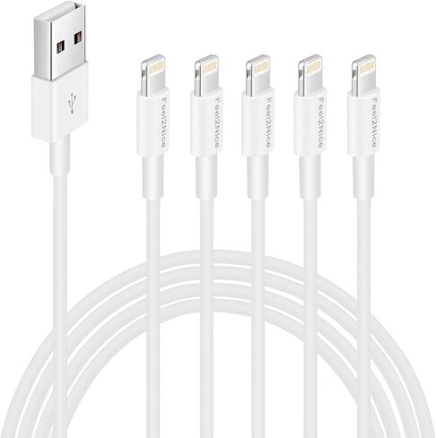 Apple iPhone Charger - 5Pack 3FT Lightning Cable Syncing & Charging, Compatible with iPhone Xs, Xs MAX, XR, X, 8/Plus, 7/6/5/Plus More in Kuwait