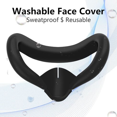 Silicone Face Cover for Meta Quest 3 - Skin-Friendly Anti-Sweat VR Face Pad with Ventilation & Lightproof Design (Black) in Kuwait
