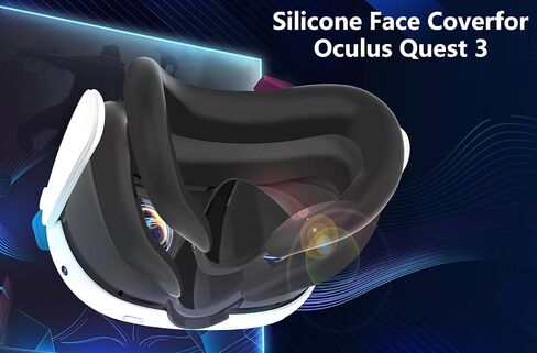 Silicone Face Cover for Meta Quest 3 - Skin-Friendly Anti-Sweat VR Face Pad with Ventilation & Lightproof Design (Black) in Kuwait