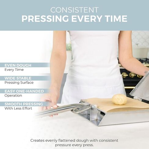 Alpha Living Large Stainless Steel Tortilla Press - Heavy Duty Square Tortilla Maker with Reinforced Handle Base - Manual Dough Press for Flour Tortillas, Naan, Empanadas, Flatbread, Pizza Dough in Kuwait