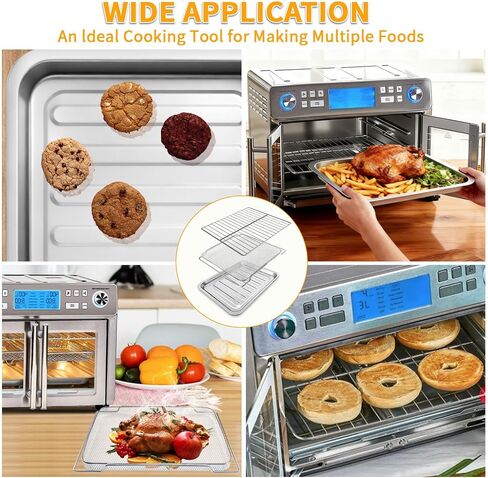 3-Pack Set Air Fryer Replacement Parts for Emeril Lagasse Dual Zone 25 QT Air Fryer Convection Toaster Oven,Food-Grade Steel Accessories Mesh Basket Wire Rack Grill Pan Included,Dishwasher Safe in Saudi Arabia