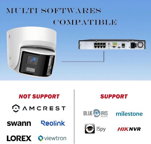 Acusense 8MP Dual Lens PoE IP Camera Outdoor Work with Ⲏіkconnect/ iVMS4200/ Guarding Vision, 180 Degree Panoramic Wide Angle, Regular IR Night Vision, Metal Casing IP Ethernet Cameras in Kuwait