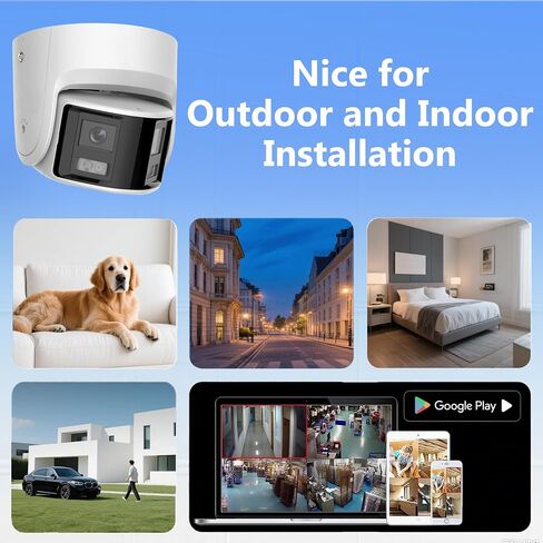 Acusense 8MP Dual Lens PoE IP Camera Outdoor Work with Ⲏіkconnect/ iVMS4200/ Guarding Vision, 180 Degree Panoramic Wide Angle, Regular IR Night Vision, Metal Casing IP Ethernet Cameras in Kuwait
